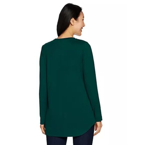 Denim & Co Womens 3X Lux Jersey Crew Neck Tunic Black Long Sleeve Hi-Lo Hem NWT - Picture 4 of 4